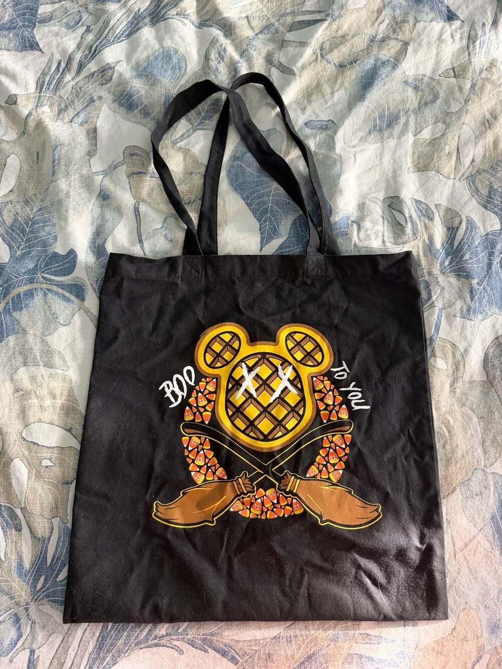 The Lost Bros Mickey Waffle Boo To You Halloween Black Tote Bag